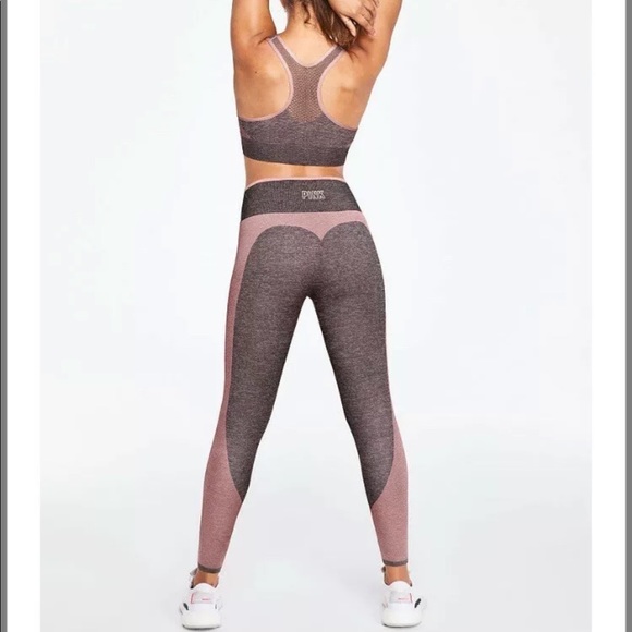 PINK Victoria's Secret Pants - VS PINK Seamless Workout Leggings Black Marl Rose